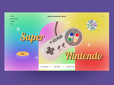 Super Nintendo retro landing design consol design game landing nintendo retro ui web