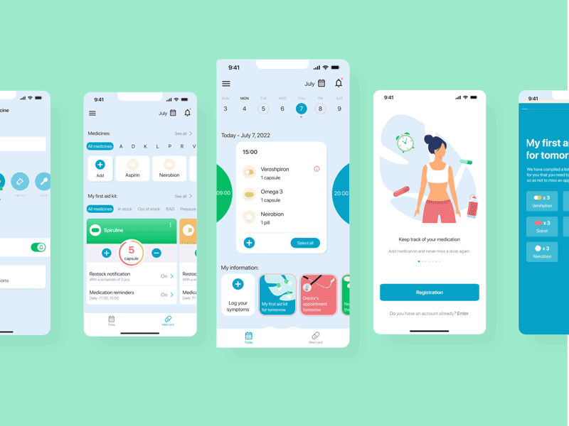 App Medisafe Redesign Concept UX/UI adobe animation app control design figma flat health iphone medical medicine medisafe mobile onboarding pill redesign ui ux