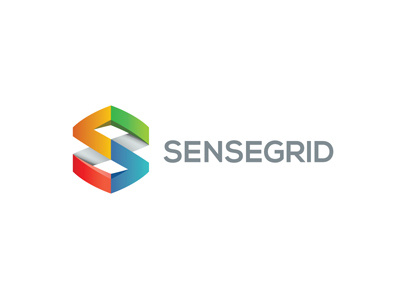 Sensegrid Logo arrows colorful elements s initial shield waveform wings
