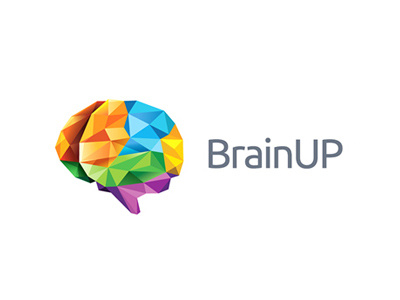 Brainup Logo Concept 3d brain cerebral colorful learn smart think triangles