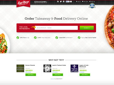 Eatnow Desktop UI australia eat eatnow food ordering pizza service