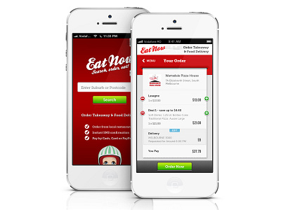 Eatnow Mobile UI australia eat eatnow food ios iphone mobile ordering pizza retina service