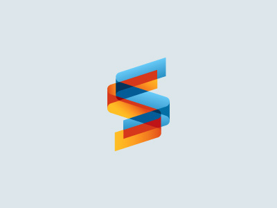 App Icon 3d bands blend blue logo mark orange s initial symbol translucent transparent