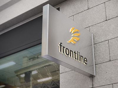 Frontline Sign branding frontline. orange logo outdoor sign signage
