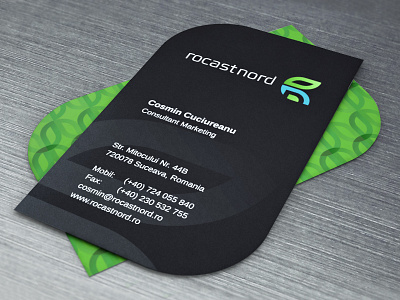 RocastNord Business Cards blue business card green pattern rounded