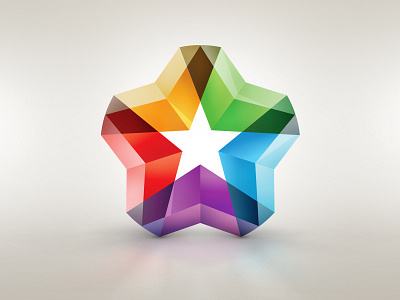 WIP Symbol 3d abstract colorful glass logo pentagon rainbow star structure