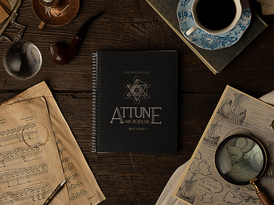 Attune branding cover design illustration logo typography vector