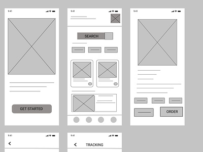 wireframing of an ordering app prototype prototyping ui uiux design user experience user interfeace ux wire framing wireframe
