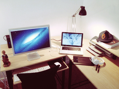 Workspace apple business computer design desk freelance graphic office workplace workspace