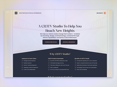 CR3TV Studio Home Page V1.02 app branded landing page branding clean creative studio design digital studio experience home page illustration interaction logo minimal minimal shape combination typography ui ux web