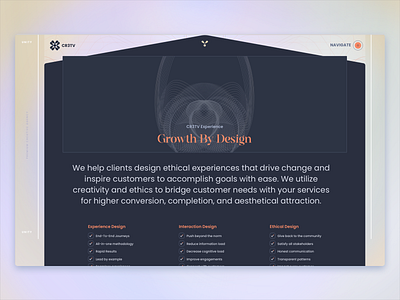 Ethical Experiences: Growth By Design- Service Page CR3TV Studio branded landing page branding clean creative studio design digital studio experience experience studio illustration interaction landing page logo minimal service page typography ui ux web