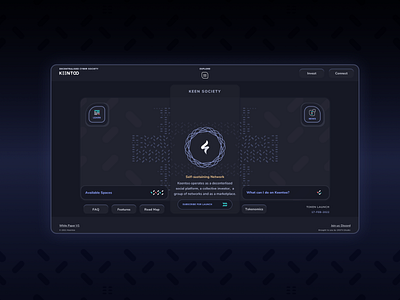 KEENTOO Home Page UI V0.1: Blockchain + NFT + Social + Defi blockchain branding dark ui experience home home page ui interaction interactive ui nft patterns ui user experience ux