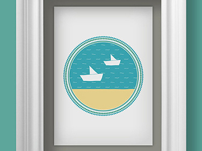 Albaricoke Azul Print, Boats boats decor design illustration print