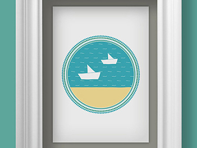 Albaricoke Azul Print, Boats