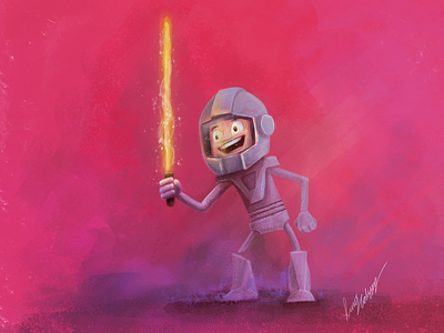 Magic illustration krita light linus spaceman sword