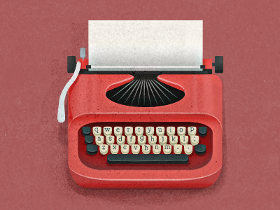 Typewriter 1 doodles illustration red typewriter