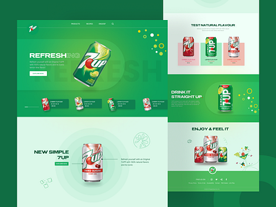 7Up company website redesign 7up 7up home page branding clean design drinks figma deisgn landing landing page minimal redesign soft drinks ui ui design ux web web design web page website website redesign