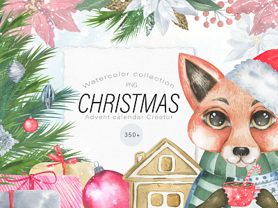 Watercolor Christmas Collection advent calendar christmas animals clipart christmas card christmas characters clipart christmas clipart christmas creator christmas floral arrangement christmas pre made design christmas wreath merry christmas clip art poinsettia clipart watercolor christmas collection winter floral clipart