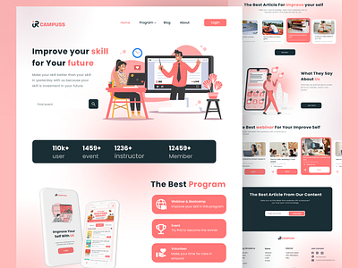 Online Event and Course Landing Page 3d animation app branding dailyui design event online graphic design icon illustration landing page design mobile app motion graphics online course typography ui ui design ux vector web design