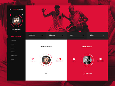 Scorebook Teamroulette design experience interface scorebook sorokins sport ui user ux web webdesign website