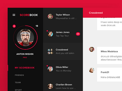 Scorebook Messages design experience interface scorebook sorokins sport ui user ux web webdesign website