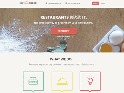 Landing Page Redesign design flat flat button how it works icons landing page ordering redesign restaurant ui ux web