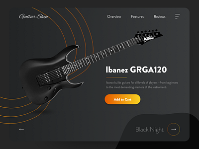 Guitar shop dailyui designoftheday dribbblers gray guitar ibanez music shop uitrends userinterface webdesign