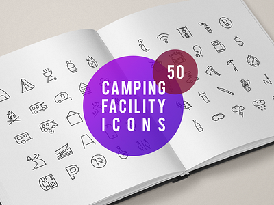 50 Camping Facility Icons adventure camp design fire fuel icons line perfect pixel tent trek