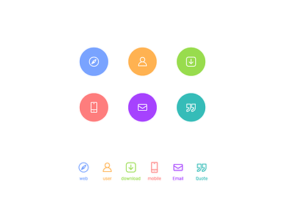 Colourful Icons artwork color download email icons interface line mobile perfect pixel profile ui