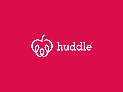 Huddle branding connect connecting connection crowd fruit huddle identity logo mark monoline paople raspberry symbol team