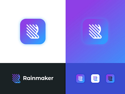 Rainmaker appicon branding identity lettering lettermark logo maker mark monogram negative space negative space logo rain symbol water