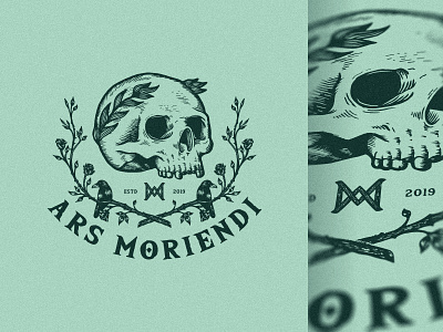 Ars Moriendi art branding drawing hand drawn identity logo mark raven retro rose skull symbol vintage