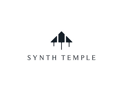 Synth Temple branding identity logo mark music music studio negative space negative space logo piano piano key piramide production symbol synth synthesizer temple