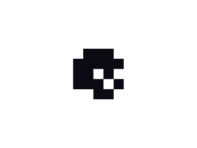 Pixel Skull branding identity logo mark minimalist logo pixel skull square symbol