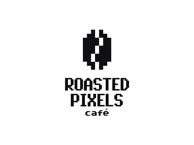 Roasted Pixels branding cafe coffee coffee bean identity logo mark pixel symbol