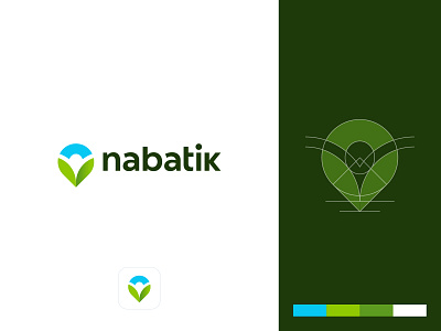 Nabatik app app design branding identity location location pin logo mark nature negative space plant planting sky sustainable symbol tree