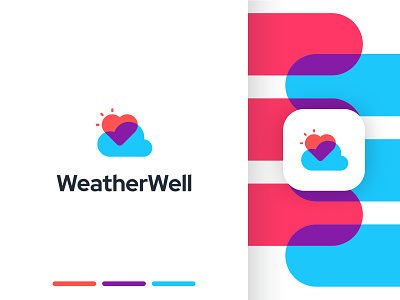 WeatherWell ai branding cloud graphic design health heart identity logo mark sun symbol weather well wellness