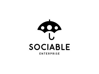 Sociable branding identity logo mark negative space people symbol umbrella