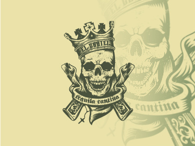El Cartel bar crown guns icon illustration logo mexican restaurant sava skull stoic tequila