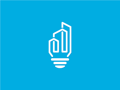 Illuminate real estate. buildings inspiration light bulb logo mark real estate sava stoic symbol