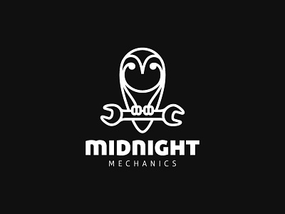 Midnight Mechanics bird inspiration logo mark mechanics night owl repair sava stoic symbol wrench