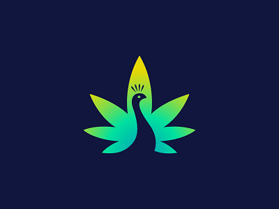 peacock bird cannabis inspiration logo marijuana leaf mark negative space peacock sava stoic symbol