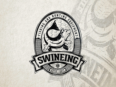 Swineing animal emblem fashion fish fishing logo mark pig sava stoic swine