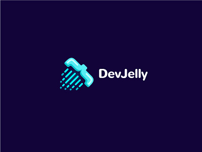 DevJelly animal bracket branding code development jelly jellyfish logo mark ocean sava stoic symbol
