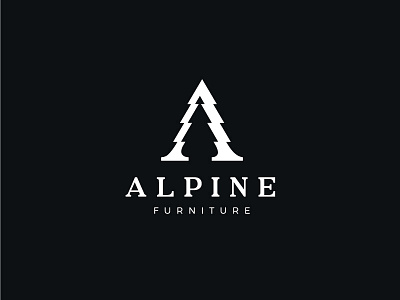 Alpine a alps conifer design furniture letter letter mark logo mark mountain symbol tree