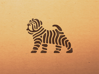 Shar Pei animal dog drawing line logo mark negative space shar pei stripes symbol
