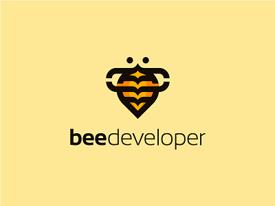 BeeDeveloper animal bee brackets code developer it logo mark software symbol