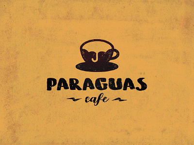 Paraguas cafe coffee logo mark negative space rustic symbol umbrella