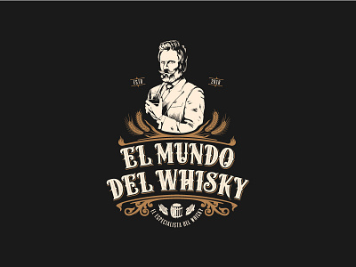 El Mundo Del Whisky illustration logo man portrait whisky