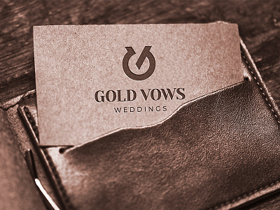 Gold Vows business cards gv logo mark monogram symbol vintage vows wedding